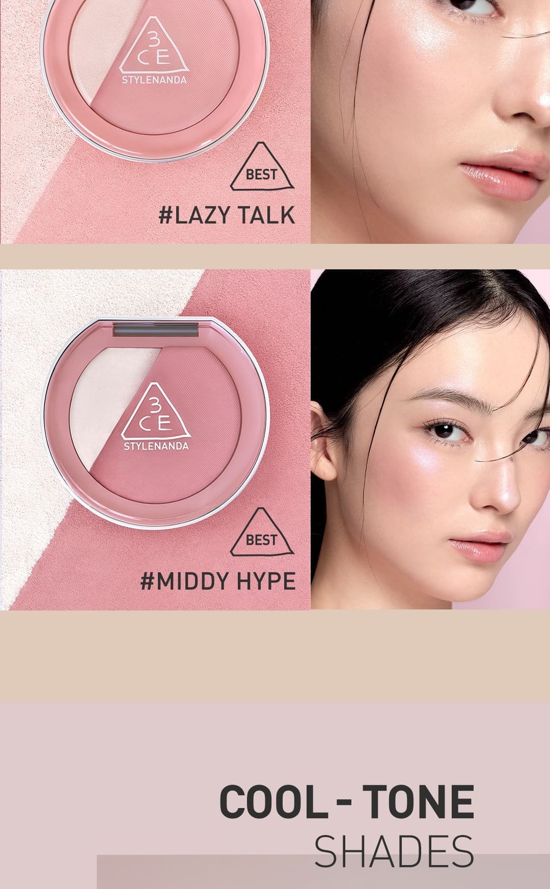 neutral undertone shades of 3CE blushlighter