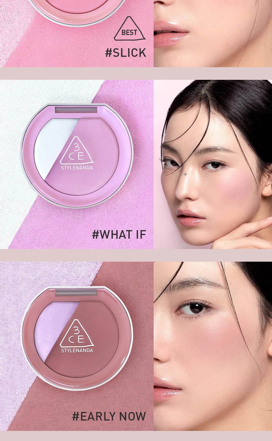 cool undertone shades of 3CE blushlighter