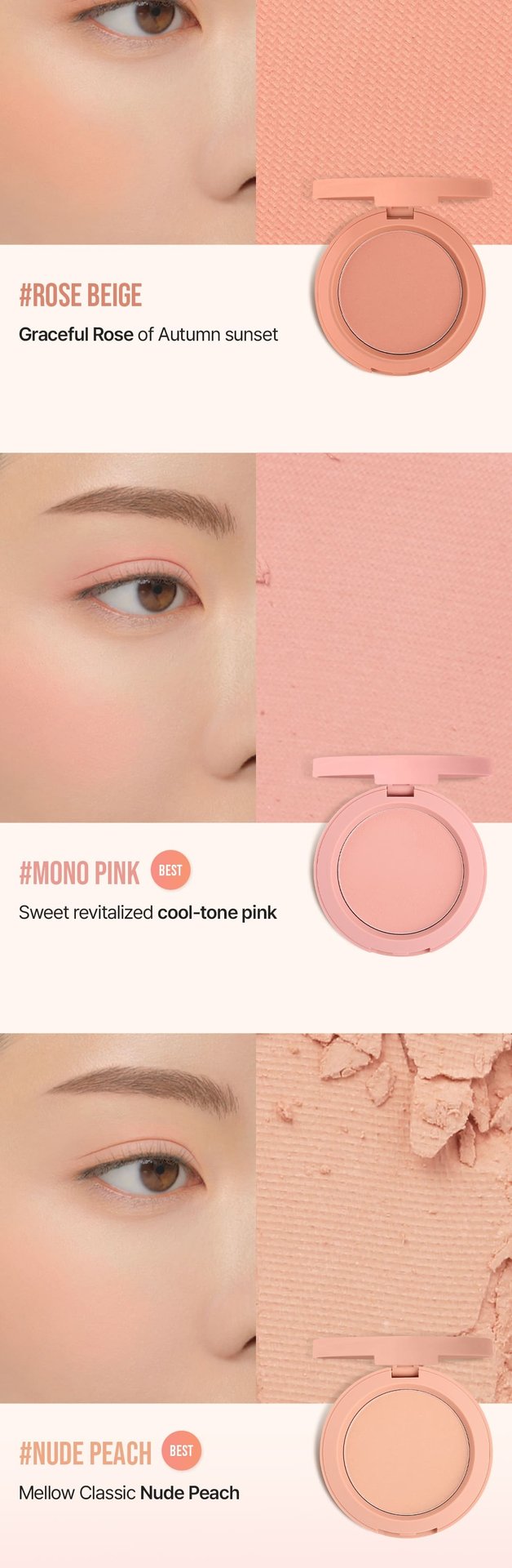 warm undertone shades of 3CE Face Blush