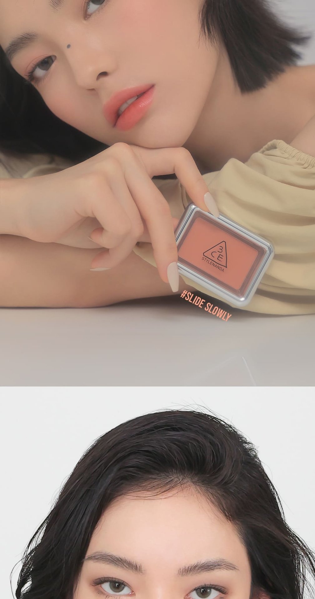 model visual of 3CE NEW take face Blusher slide slowly 