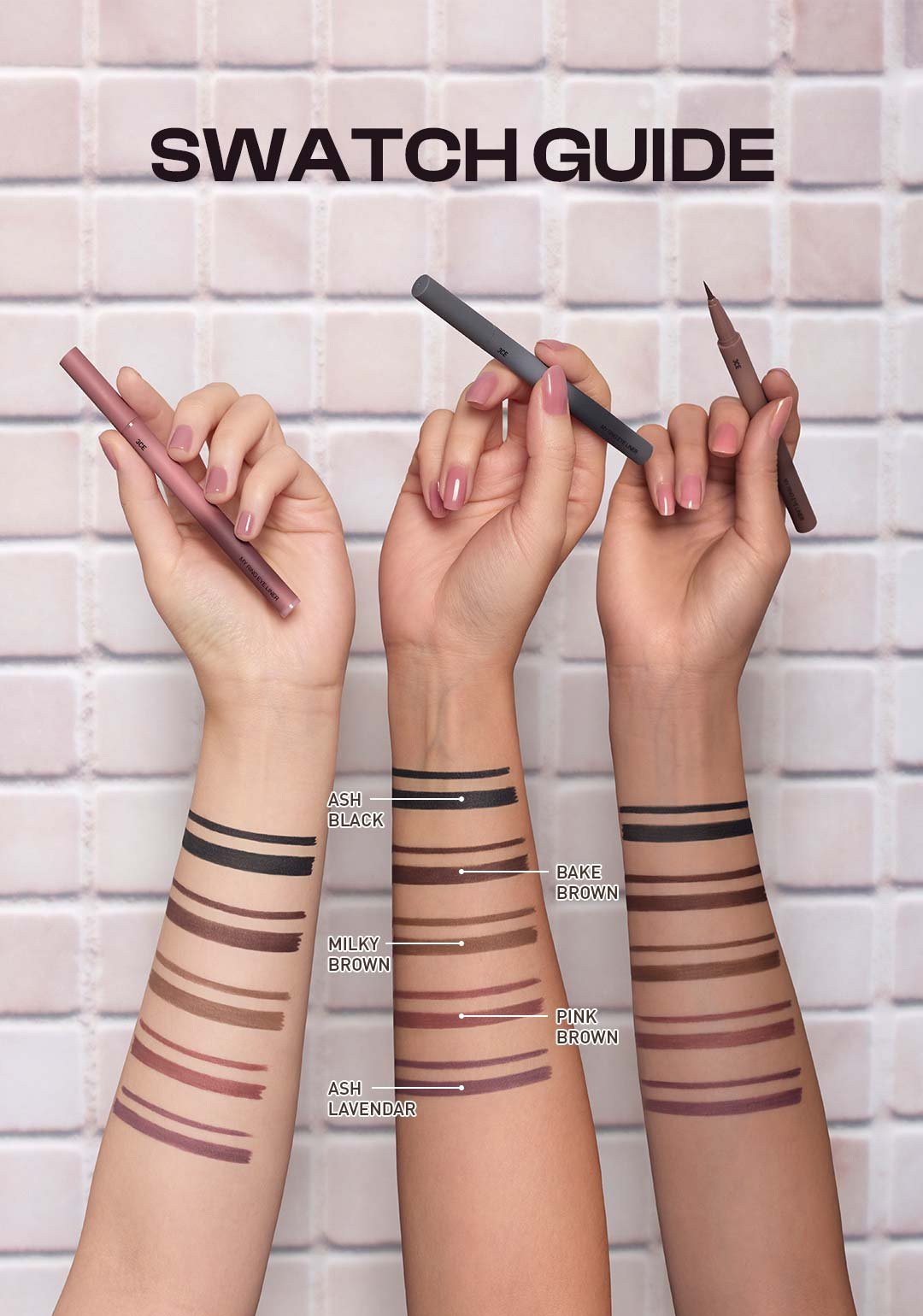 swatch guide for My Ring Eye Liner shades