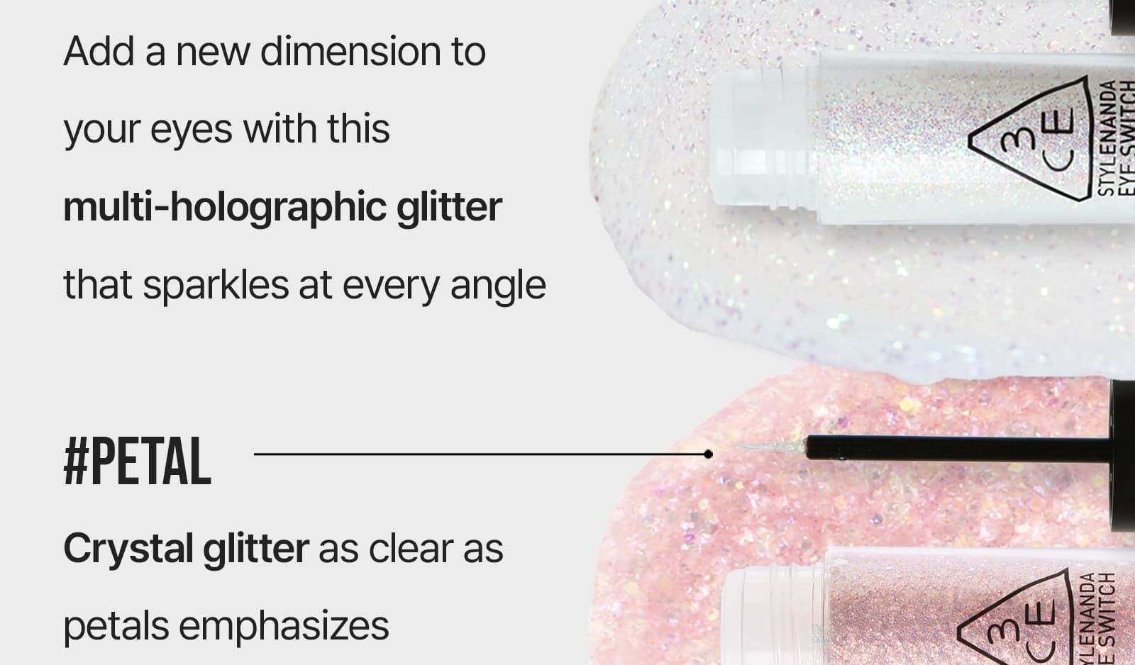 throbbing and petal shades of 3CE eye switch