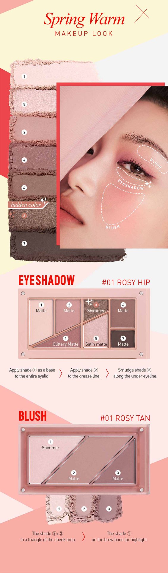 spring warm undertone shades of 3CE Layer it all palette