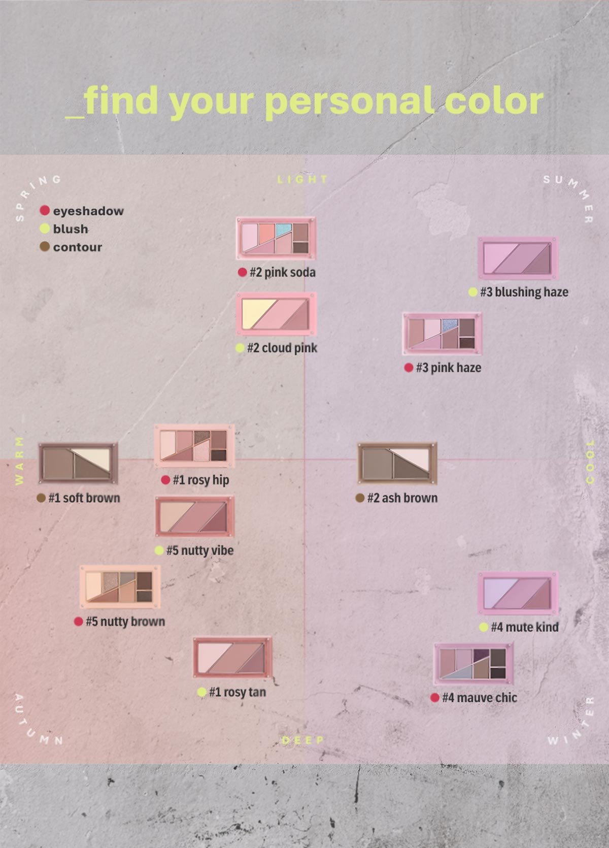 autumn deep undertone shades of 3CE Layer it all palette