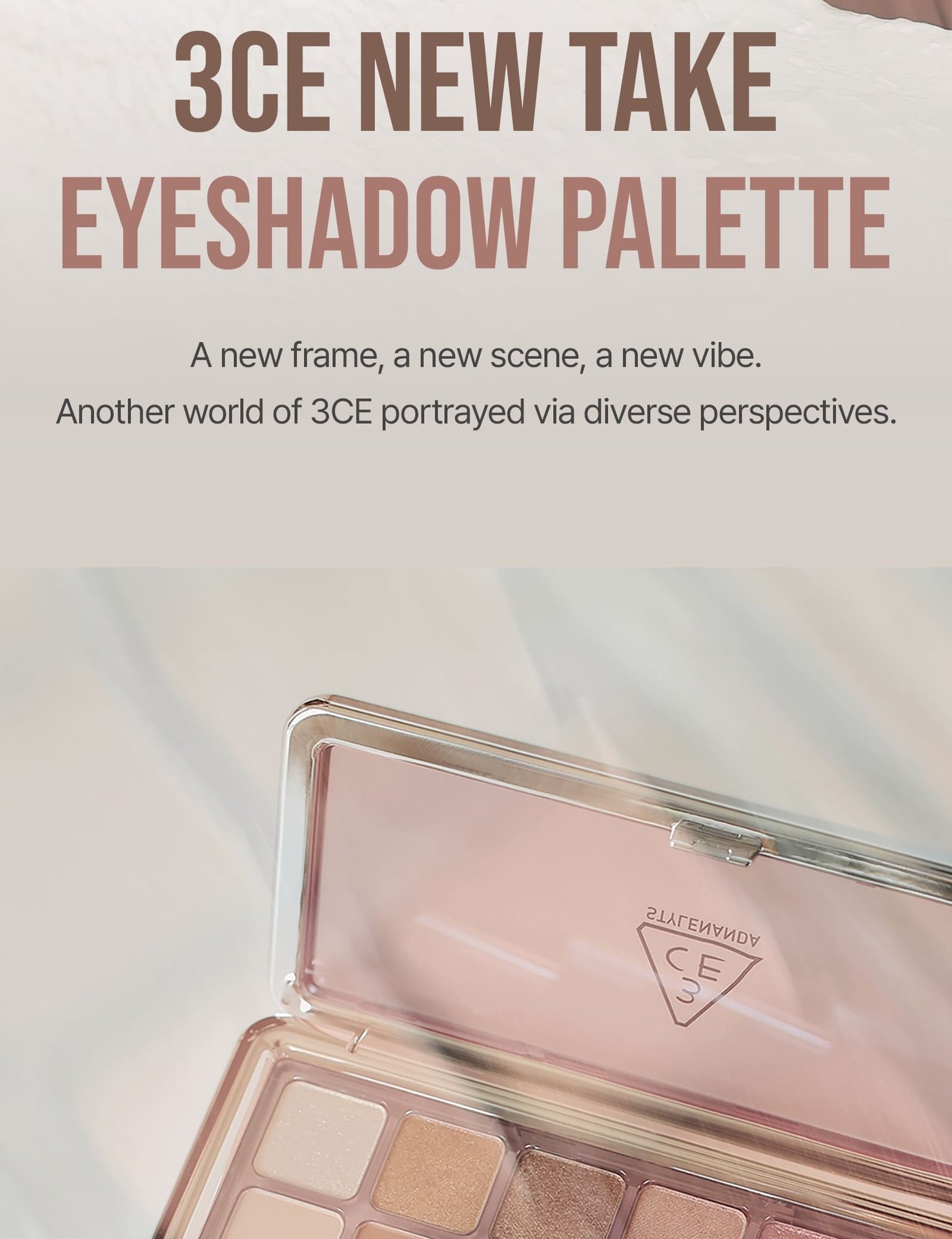 Key model visual of 3CE New take eye shadow palette
