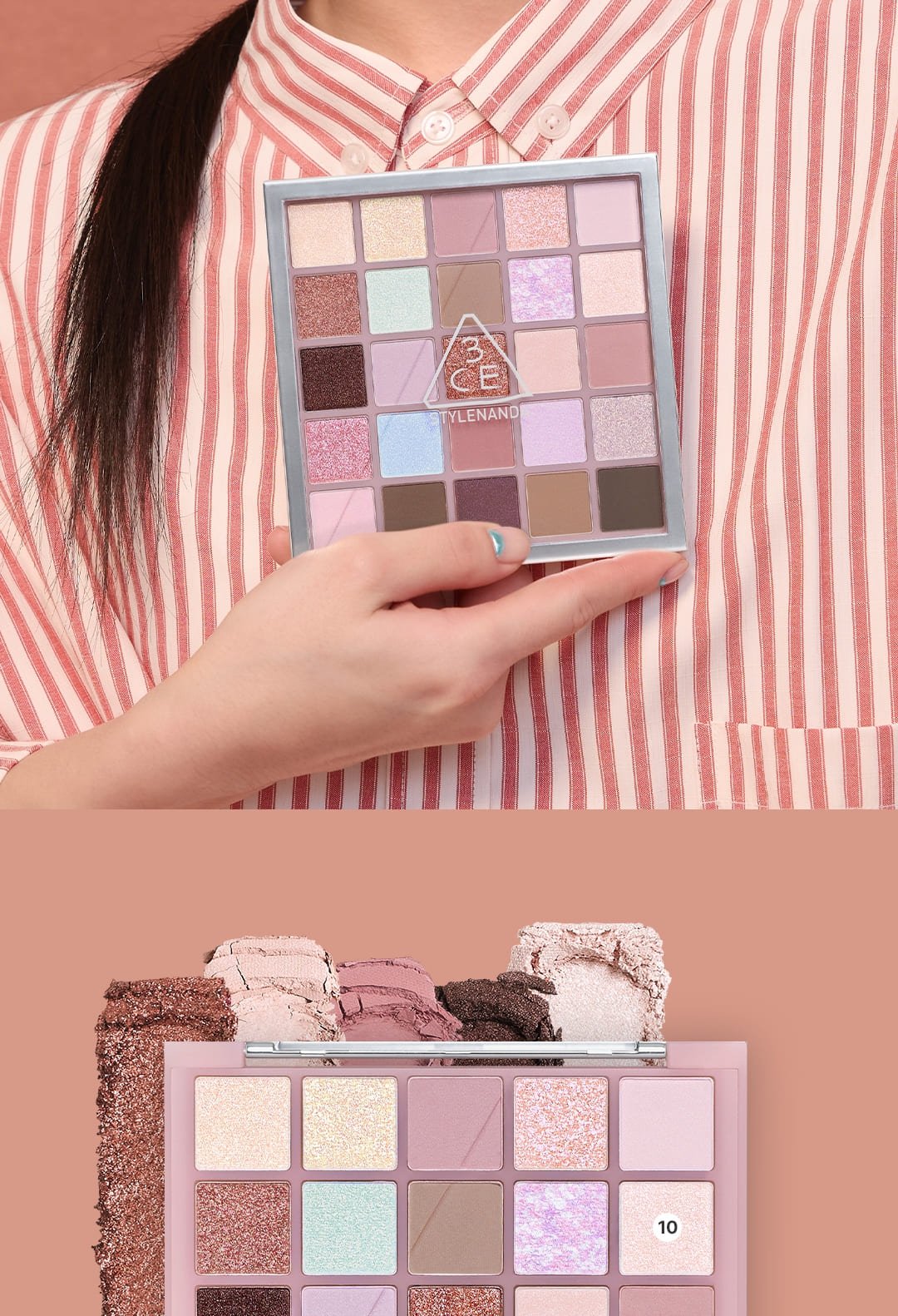 brown undertone shades of 3CE XL Eyeshadow Palette