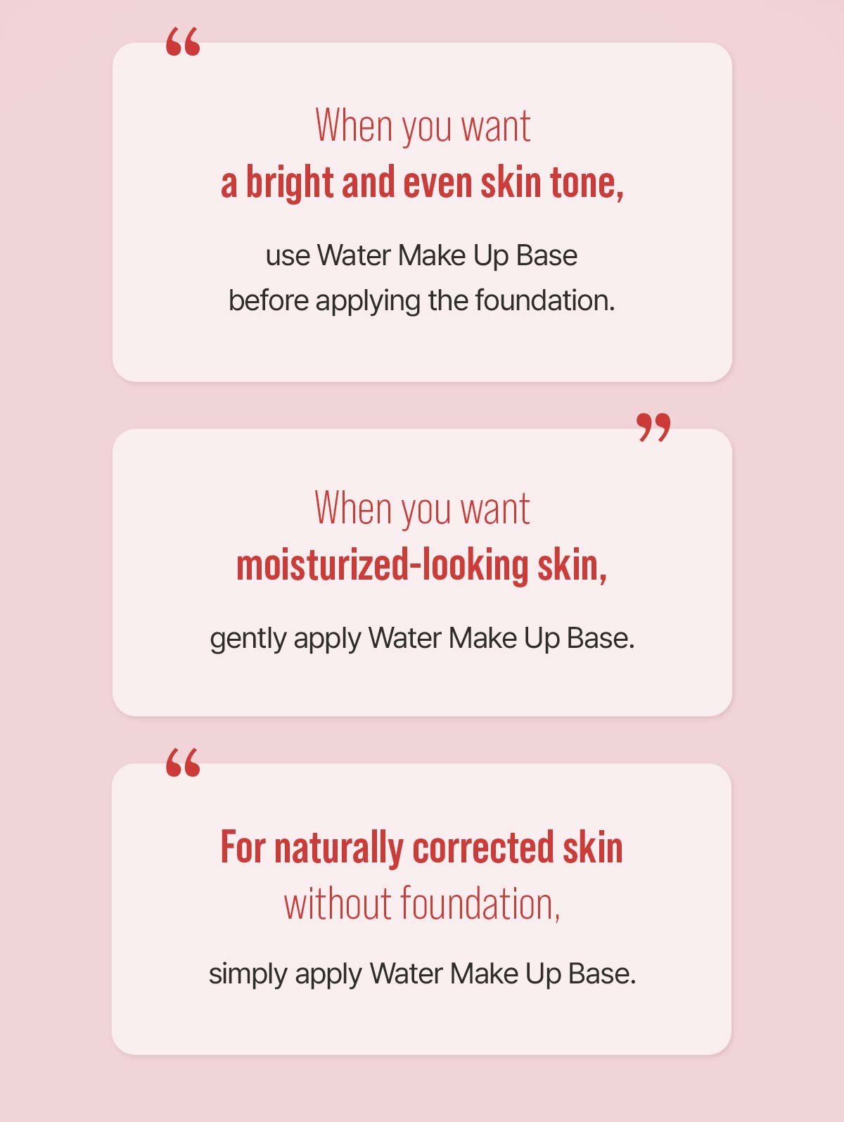 When to use 3CE water make up base 2 
