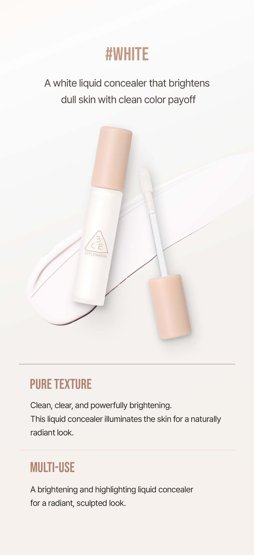 key unique selling points of 3CE Skin Fit Cover Liquid Concealer