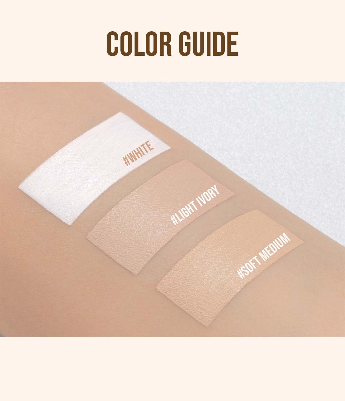 swatch guide for 3CE Skin Fit Cover Liquid Concealer shades