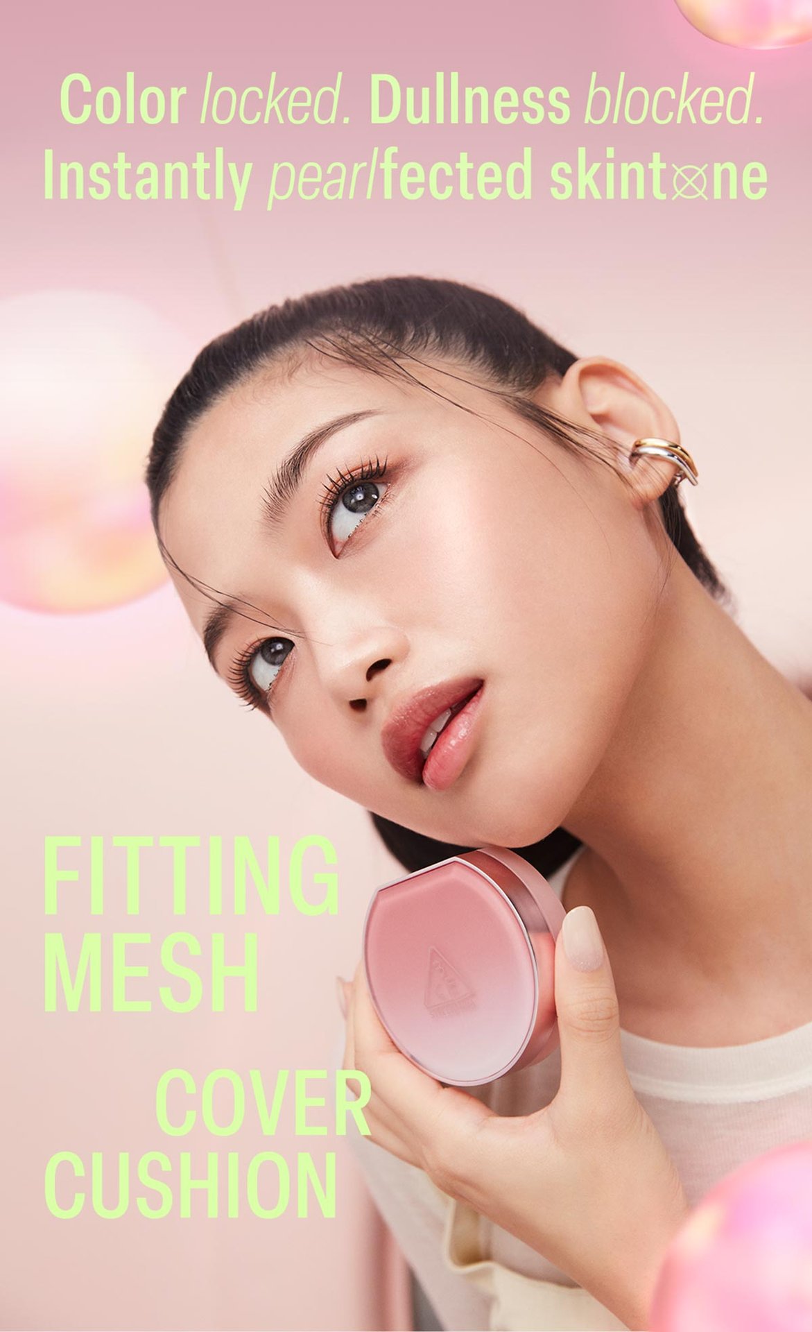 Key model visual of 3CE fitting mesh cover cushion