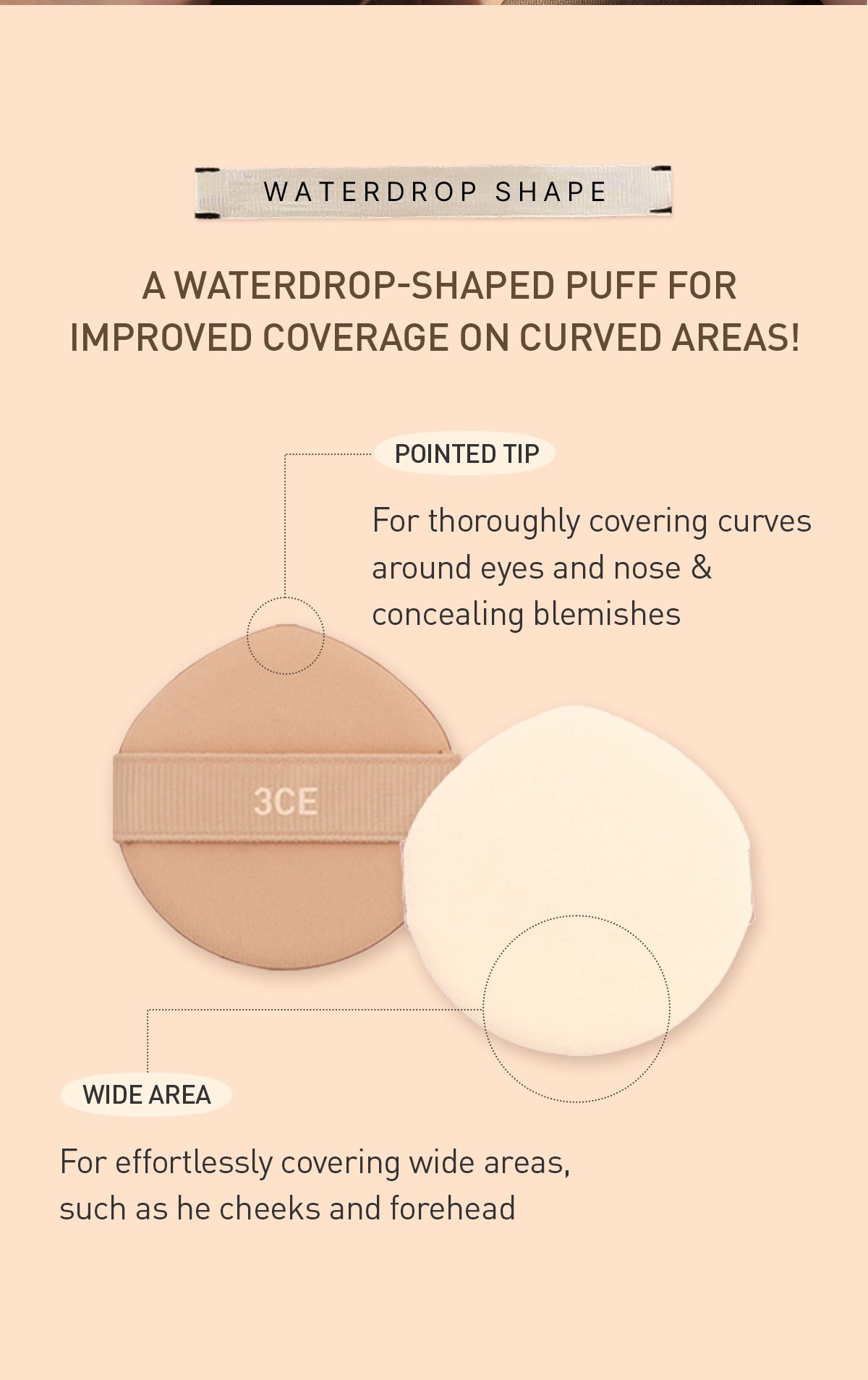 unique selling point - a waterdrop-shaped puff