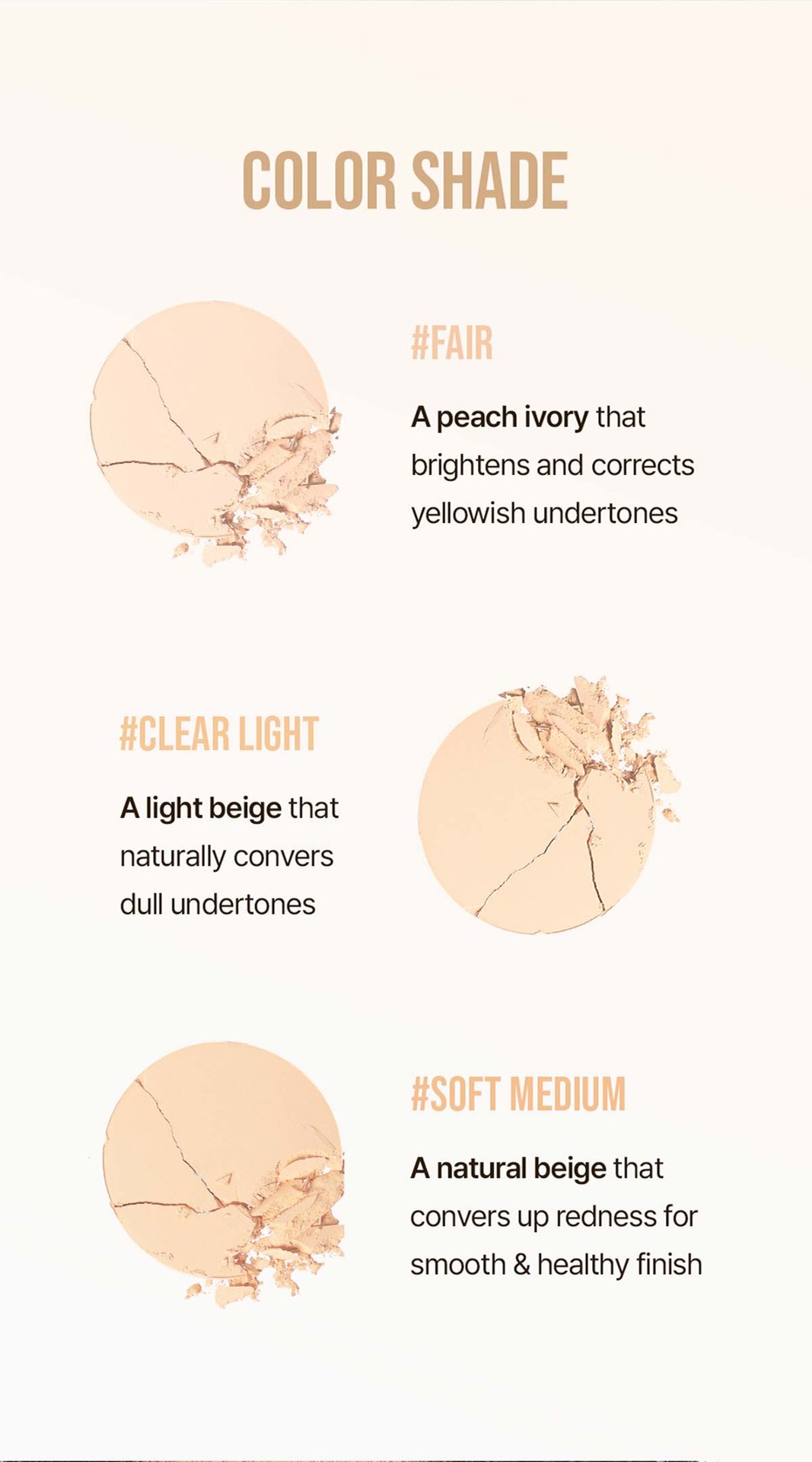 shade chart for 3CE makeup fix powder