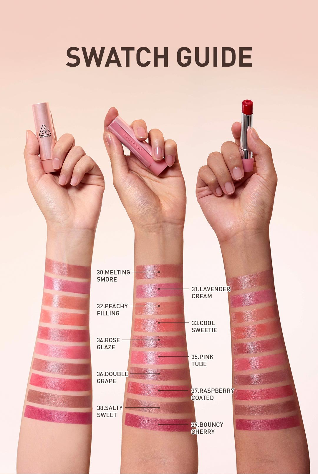 GLAZY LIP GLOW | 3CE Cosmetics |Stylenanda |3CE Official