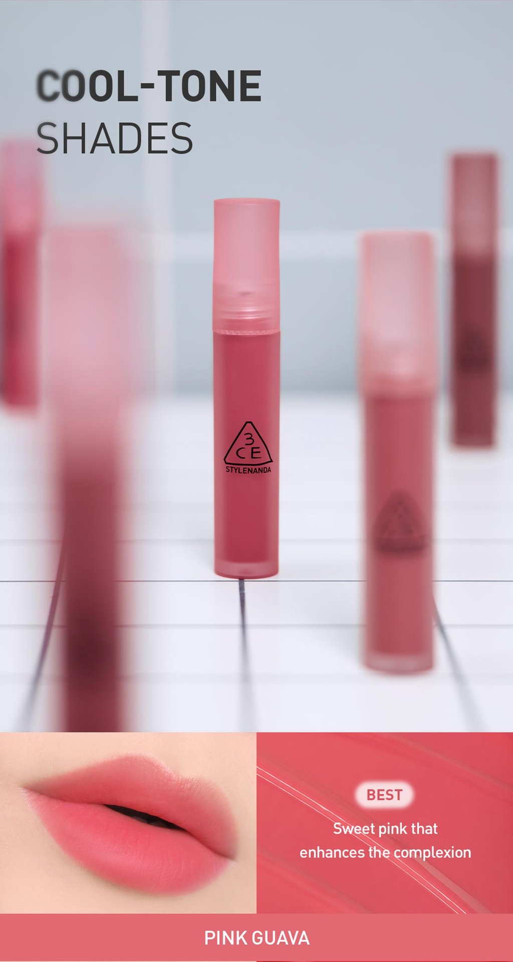cool undertone shades of 3CE Blur Water Tint