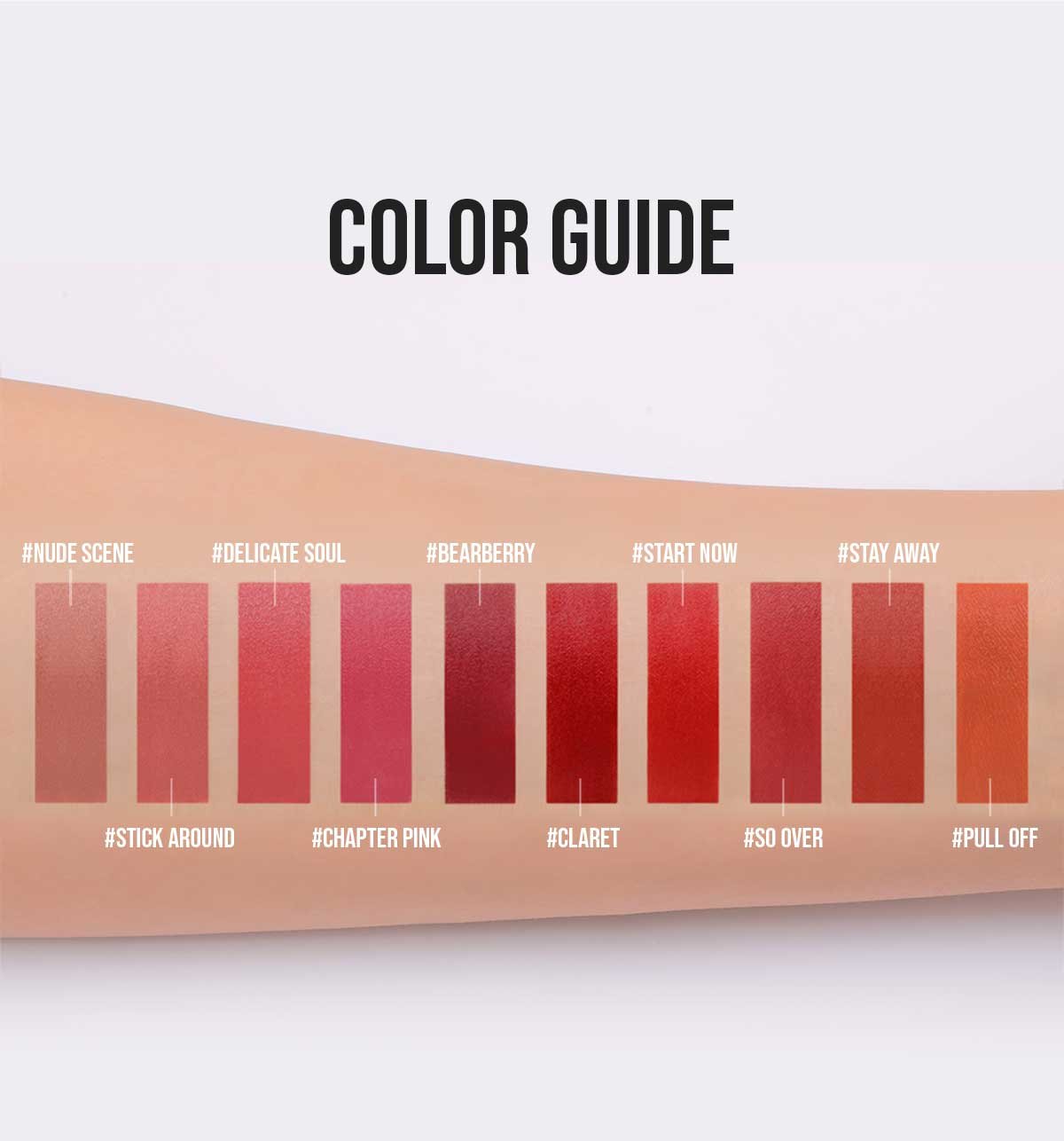 lip color swatch guide