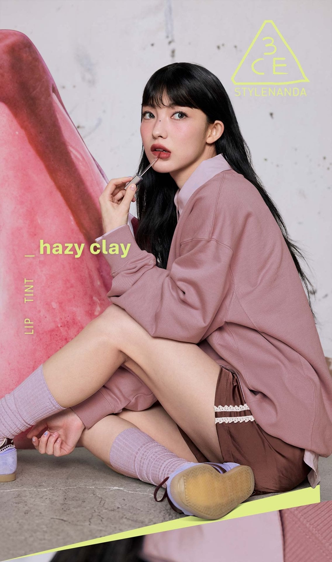 Key model visual of 3CE hazy lip clay