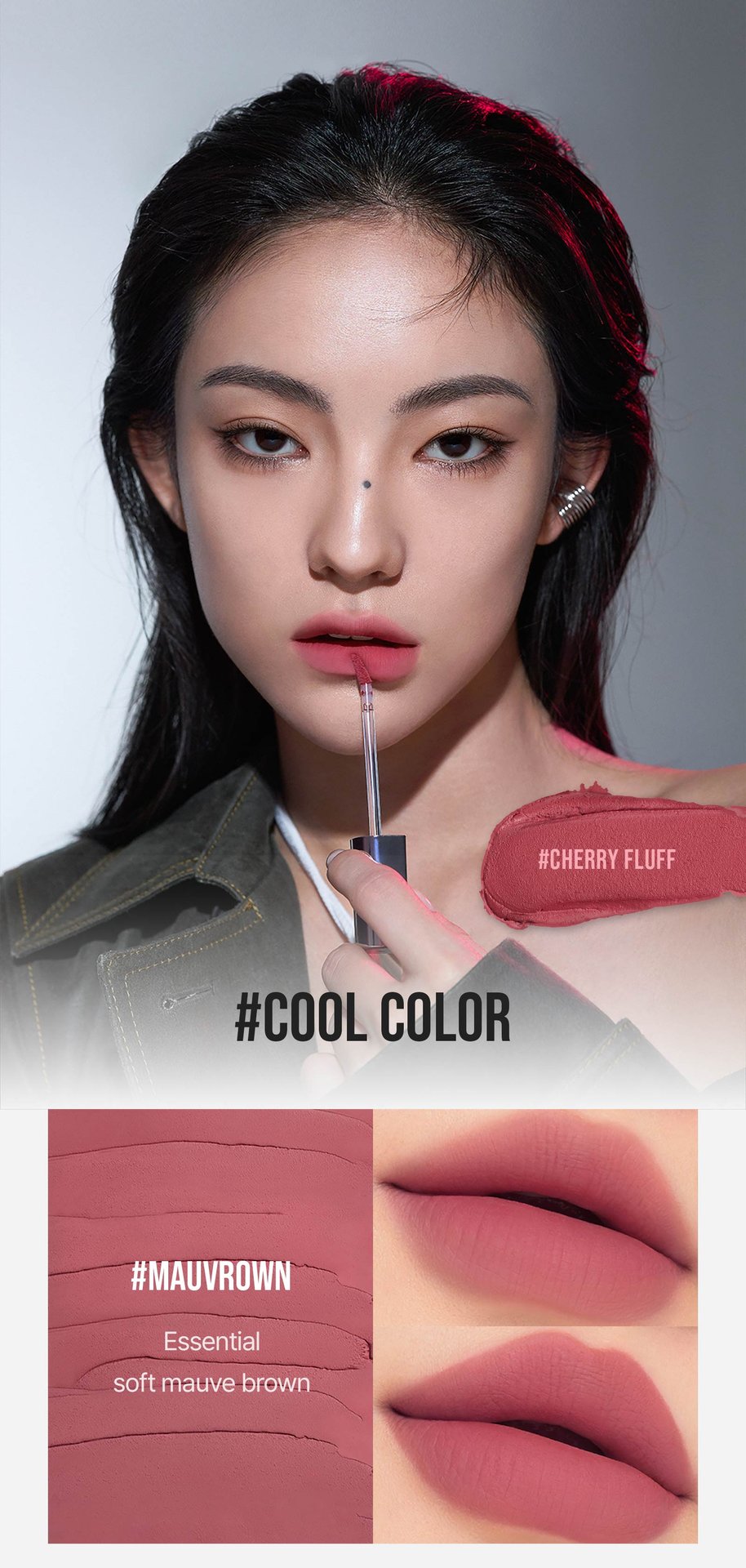 cool undertone shades of 3CE hazy lip clay