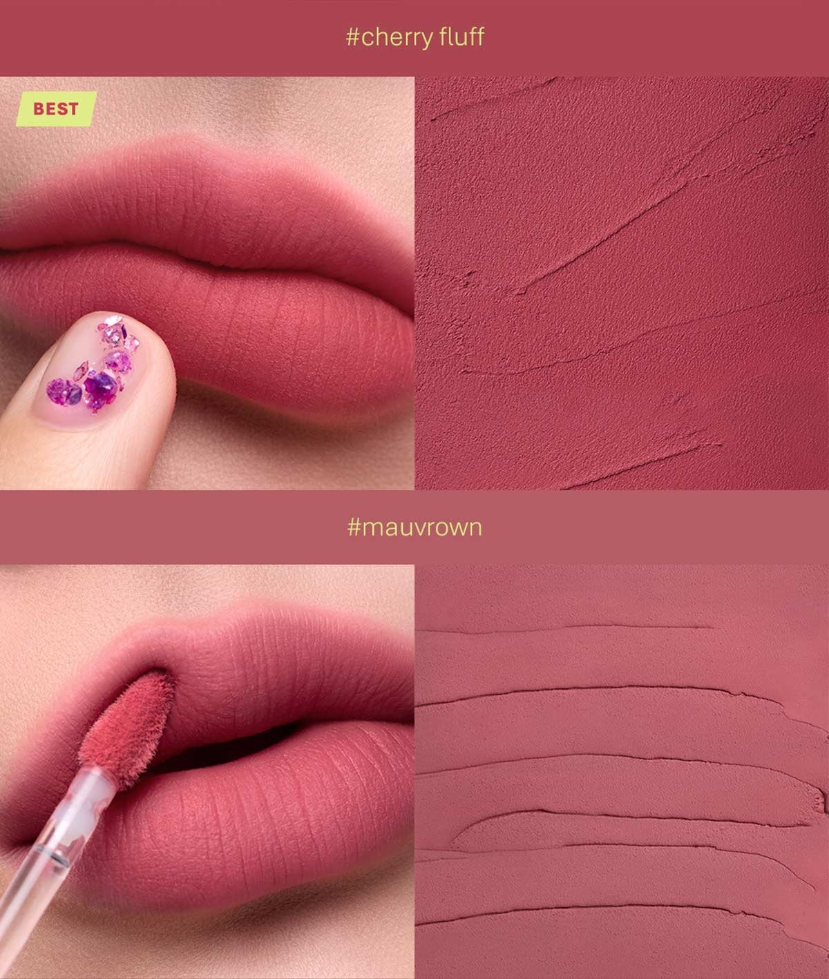 warm undertone shades of 3CE hazy lip clay