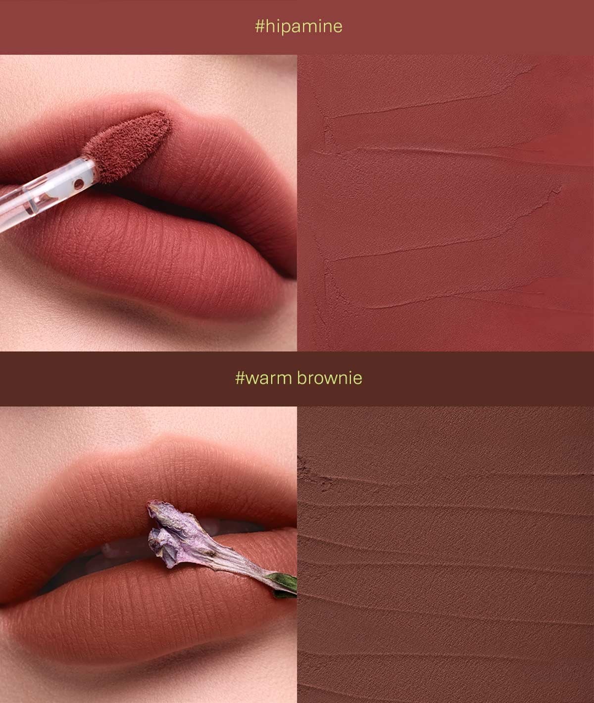 warm undertone shades of 3CE hazy lip clay 22
