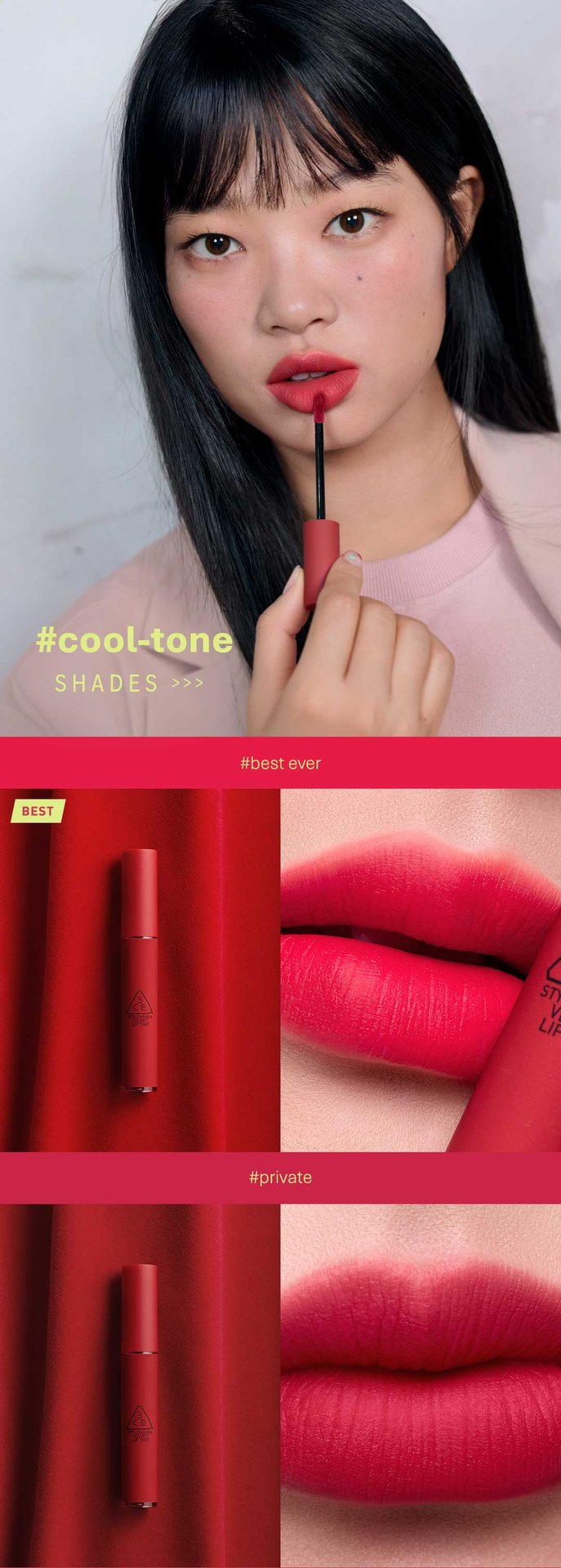 VELVET LIP TINT | 3CE Cosmetics |Stylenanda |3CE Official | Products