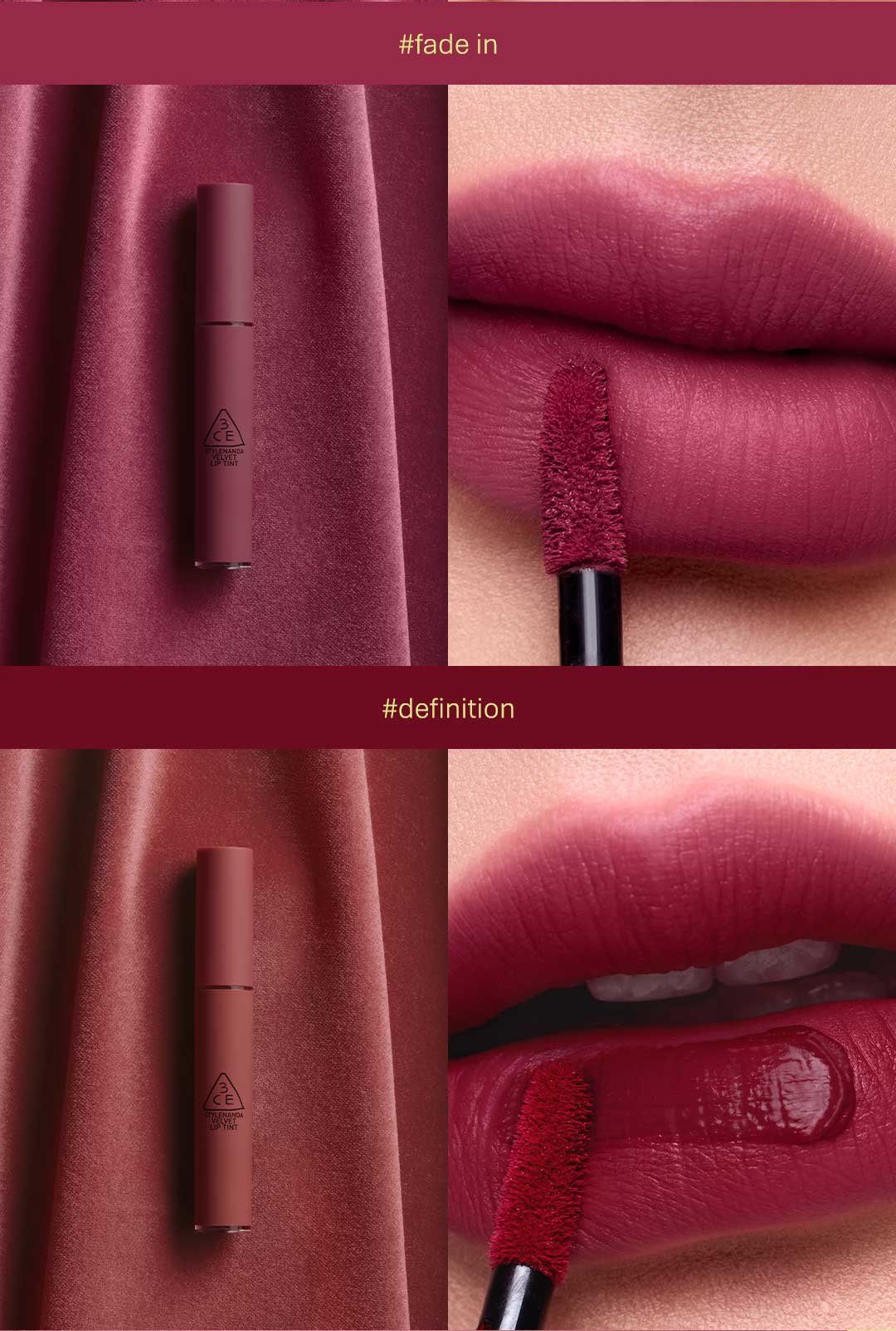 VELVET LIP TINT | 3CE Cosmetics |Stylenanda |3CE Official | Products