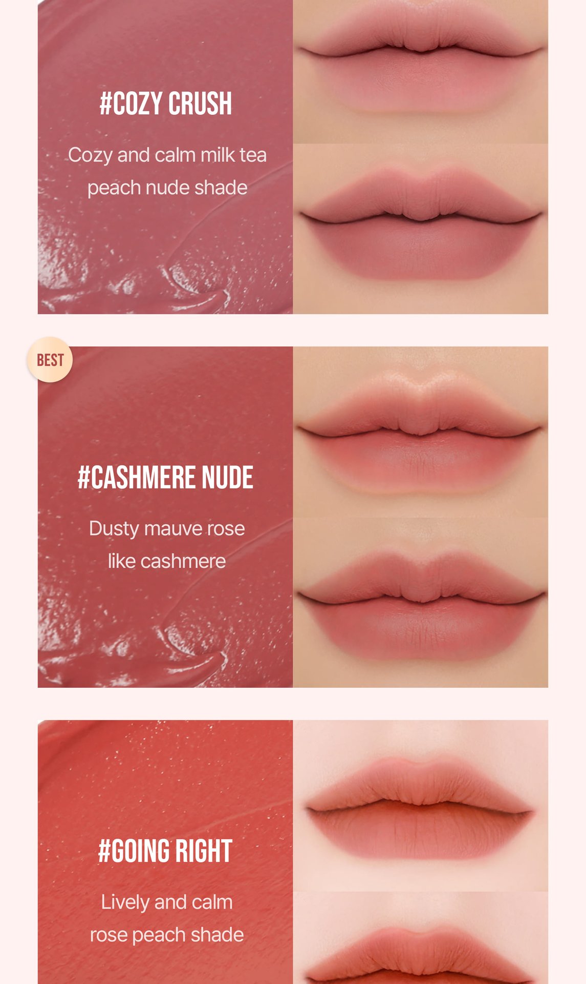 mute undertone shades of 3CE Velvet Liptint