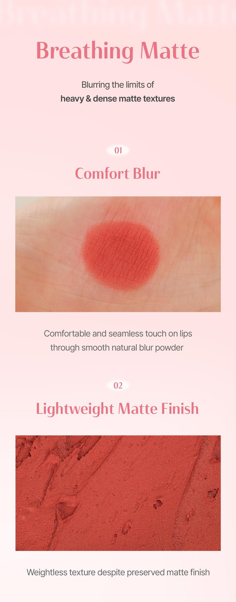Key unique selling points of 3CE Blur Matte Lipstick