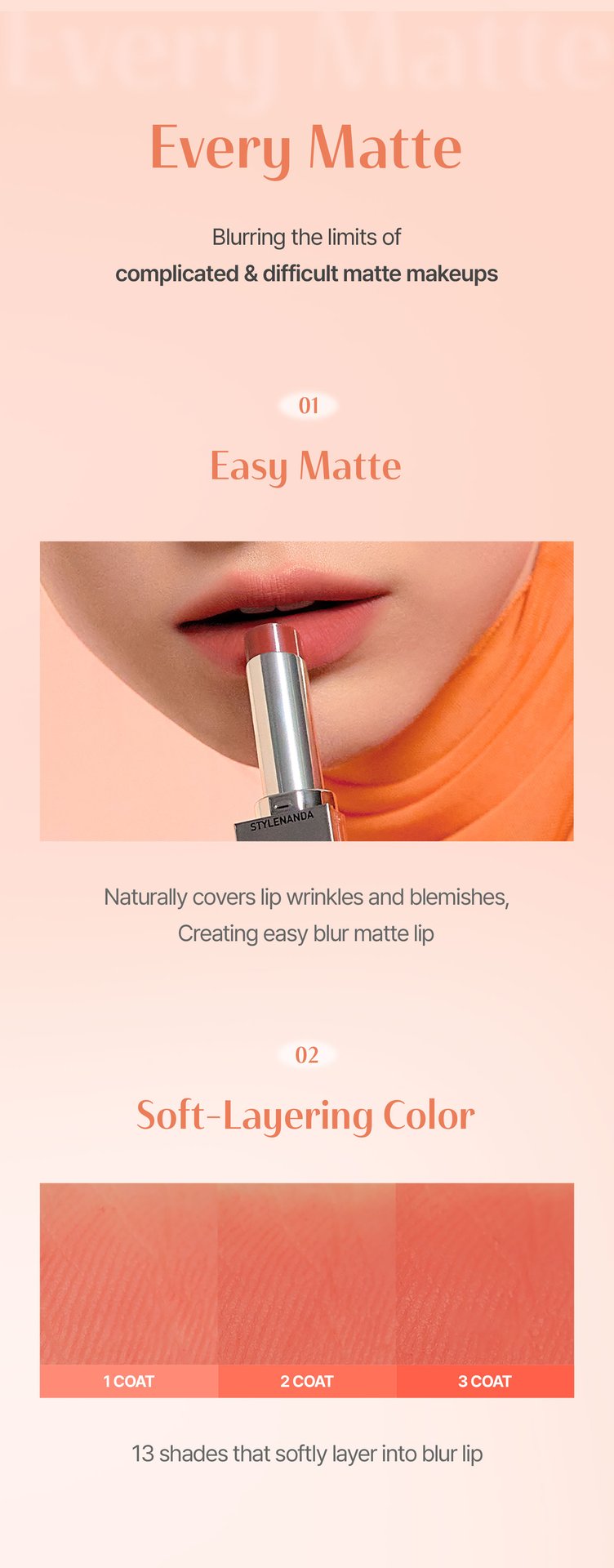 key unique selling points of  3CE Blur Matte Lipstick