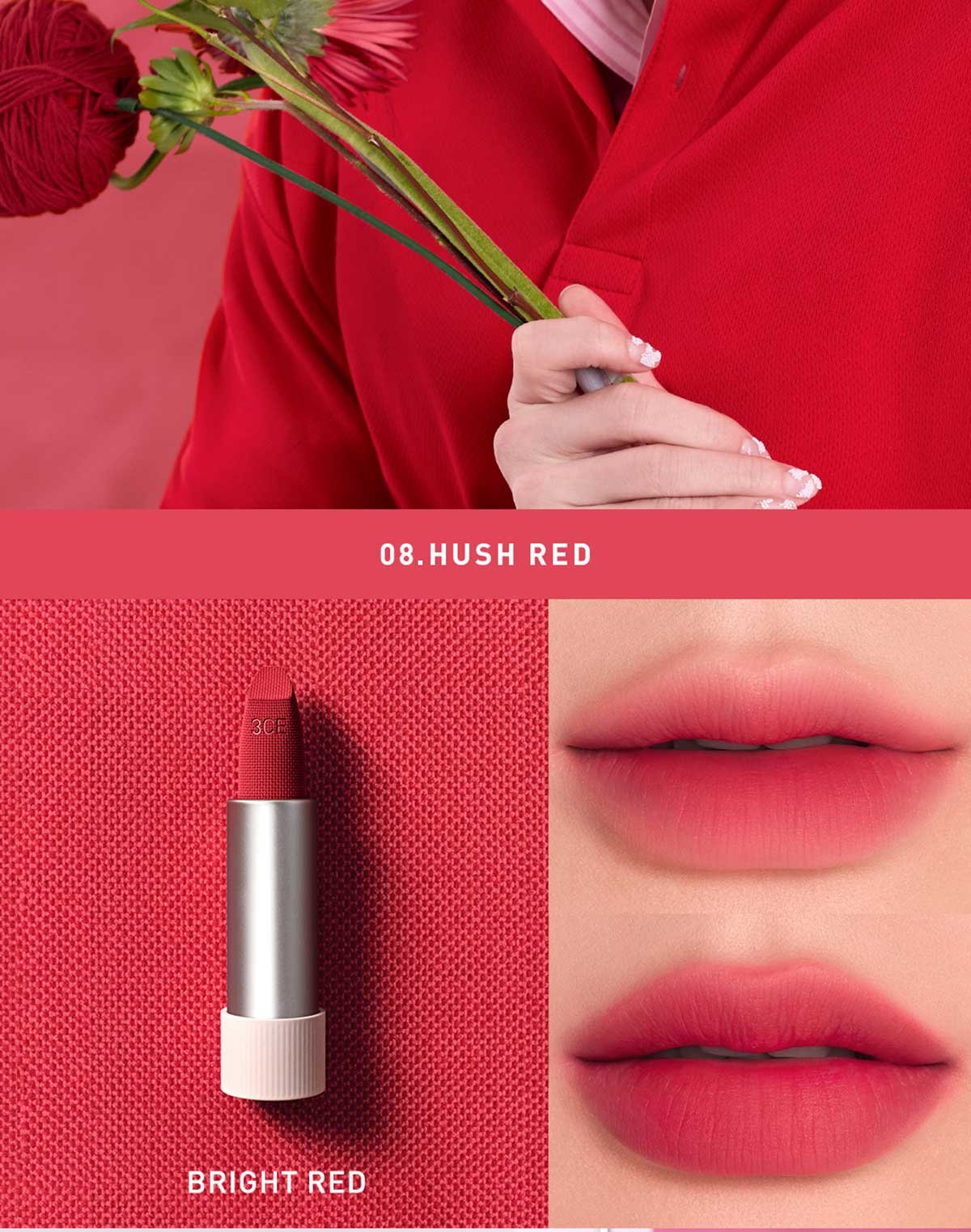 neutral undertone shades of 3CE Cashmere Hug Lipstick