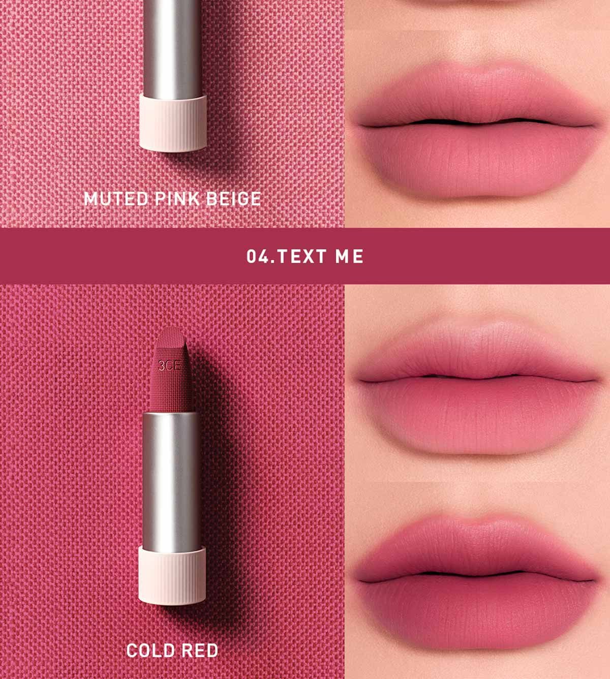 cool undertone shades of 3CE Cashmere Hug Lipstick