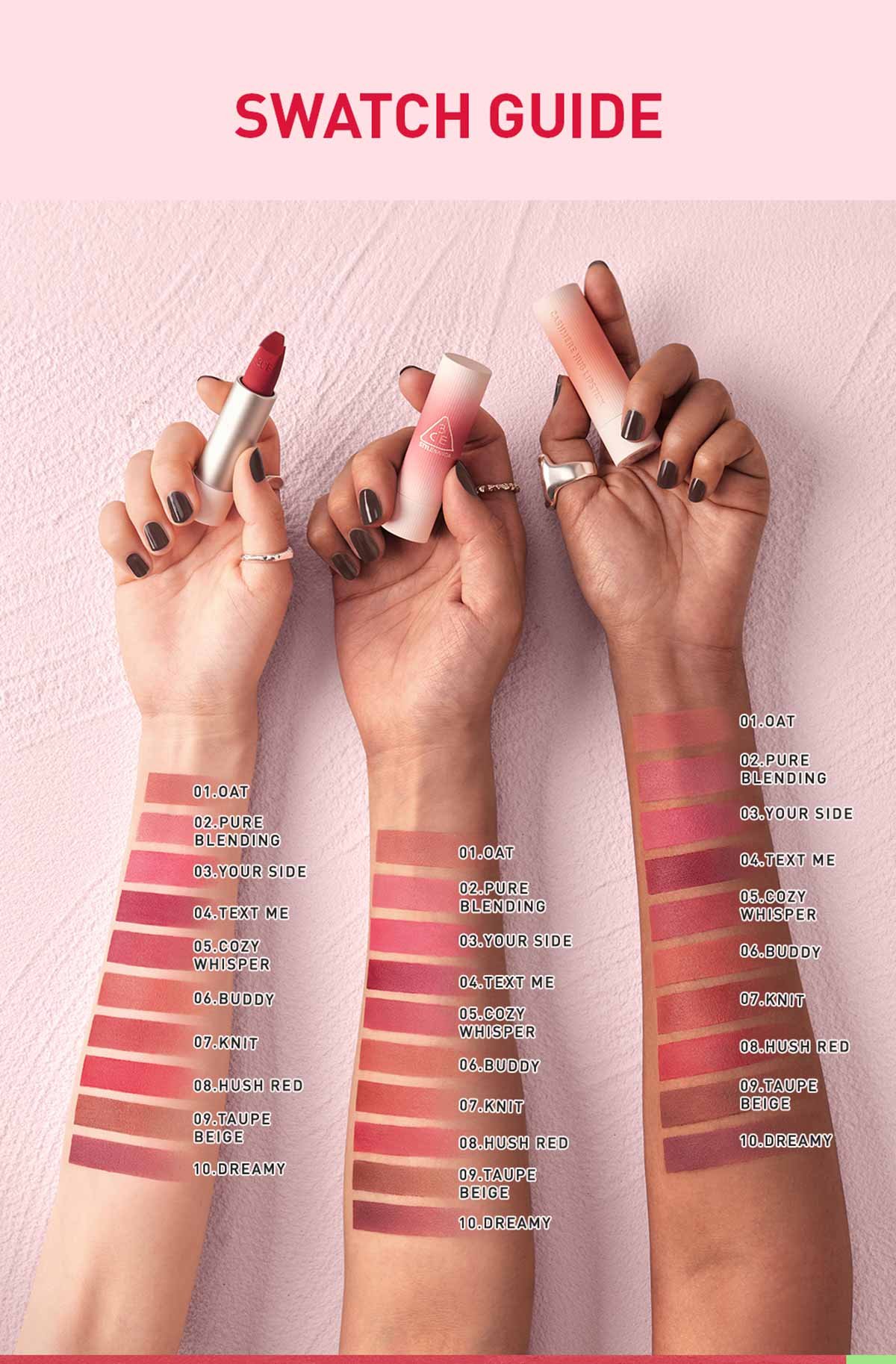 lip color swatch guide