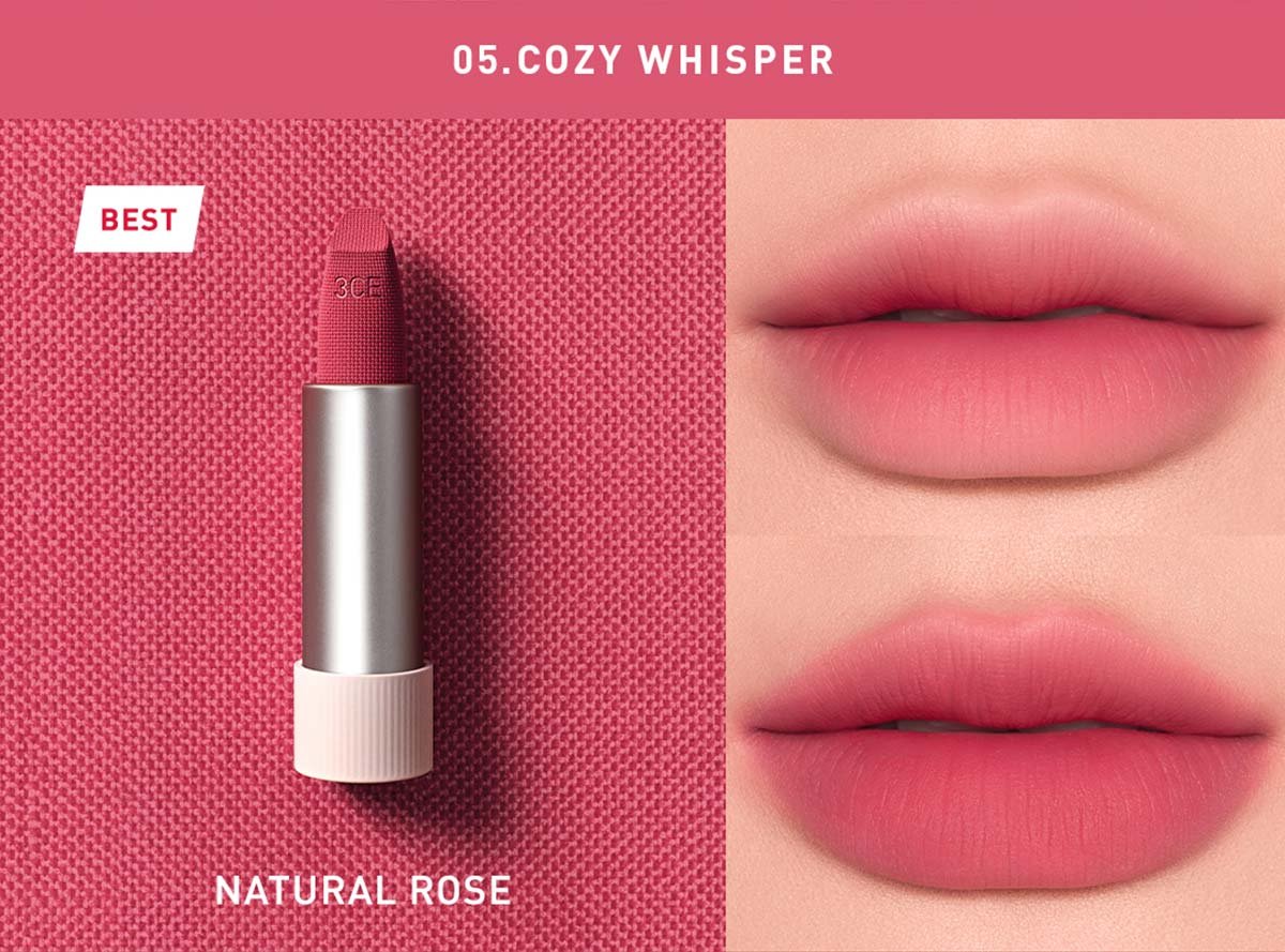 cool undertone shades of 3CE Cashmere Hug Lipstick