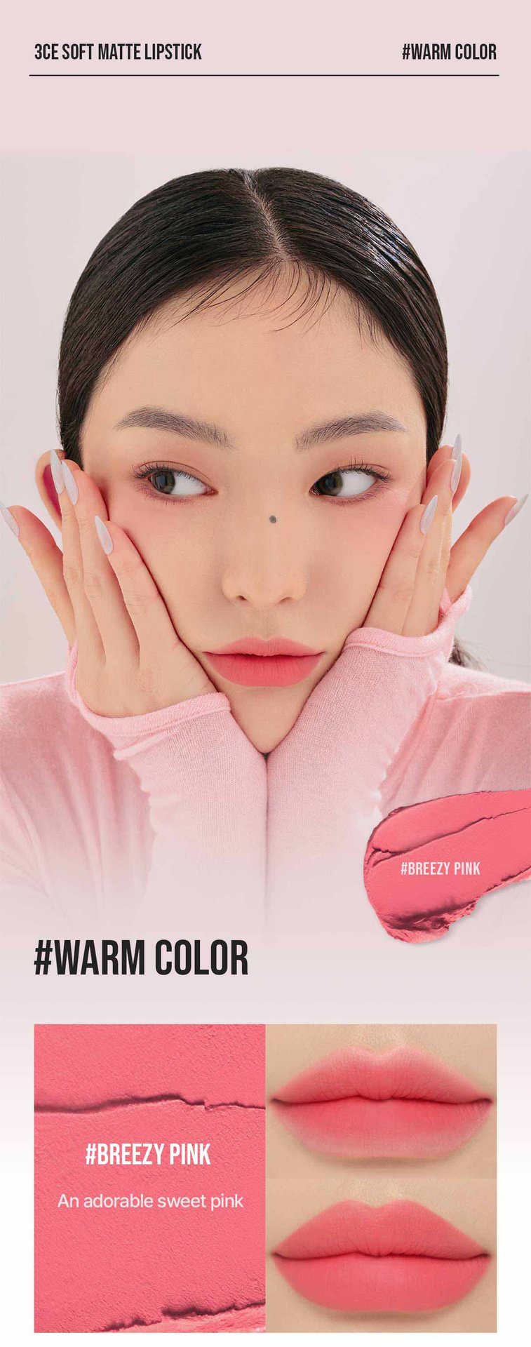 warm undertone shades of 3ce SOFT MATTE Lipstick