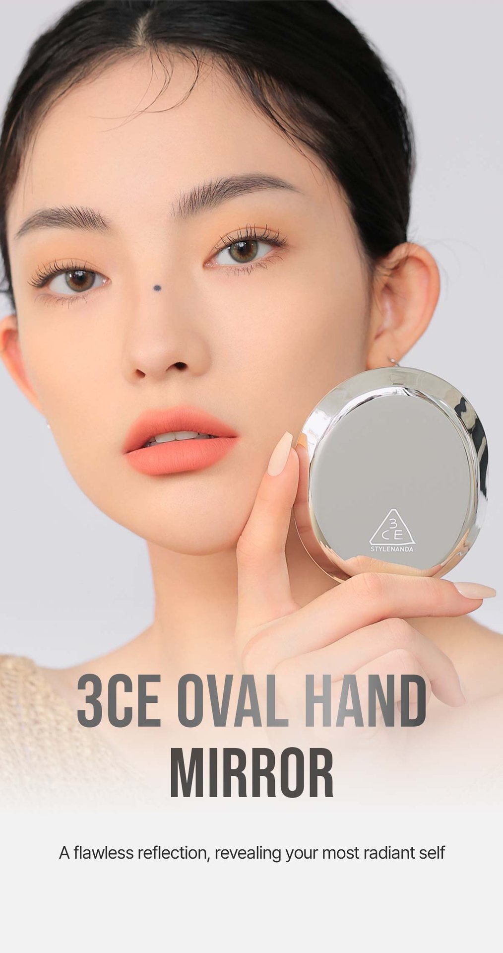 Key model visual of 3CE Oval Hand Mirror