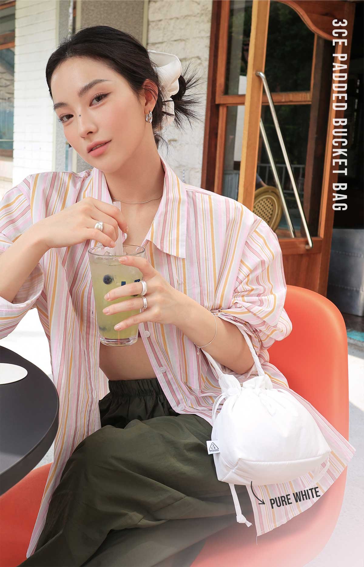 model visual of 3CE Padded Bucket Bag