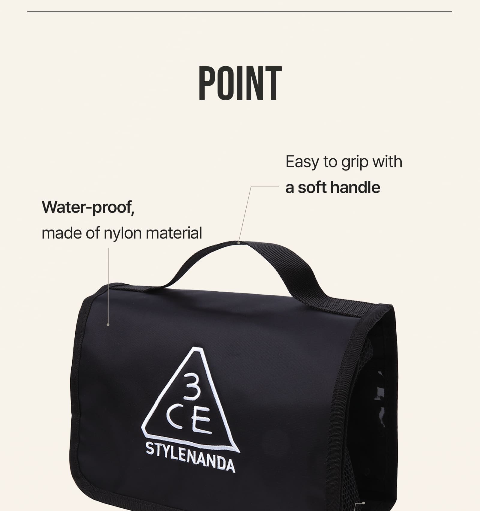 key unique selling points of 3CE Wash Bag 01