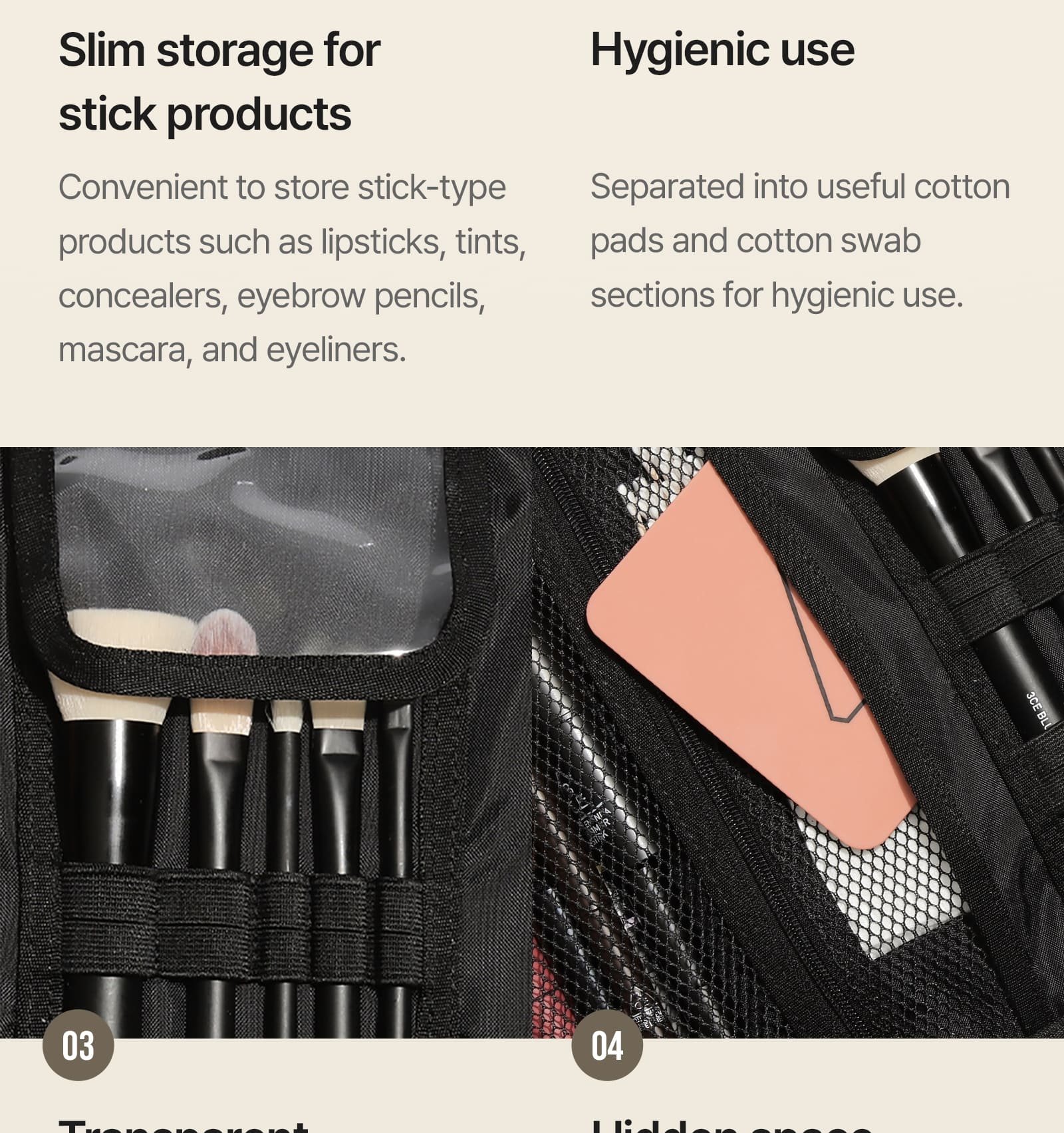 key unique selling points of 3CE Wash Bag 04