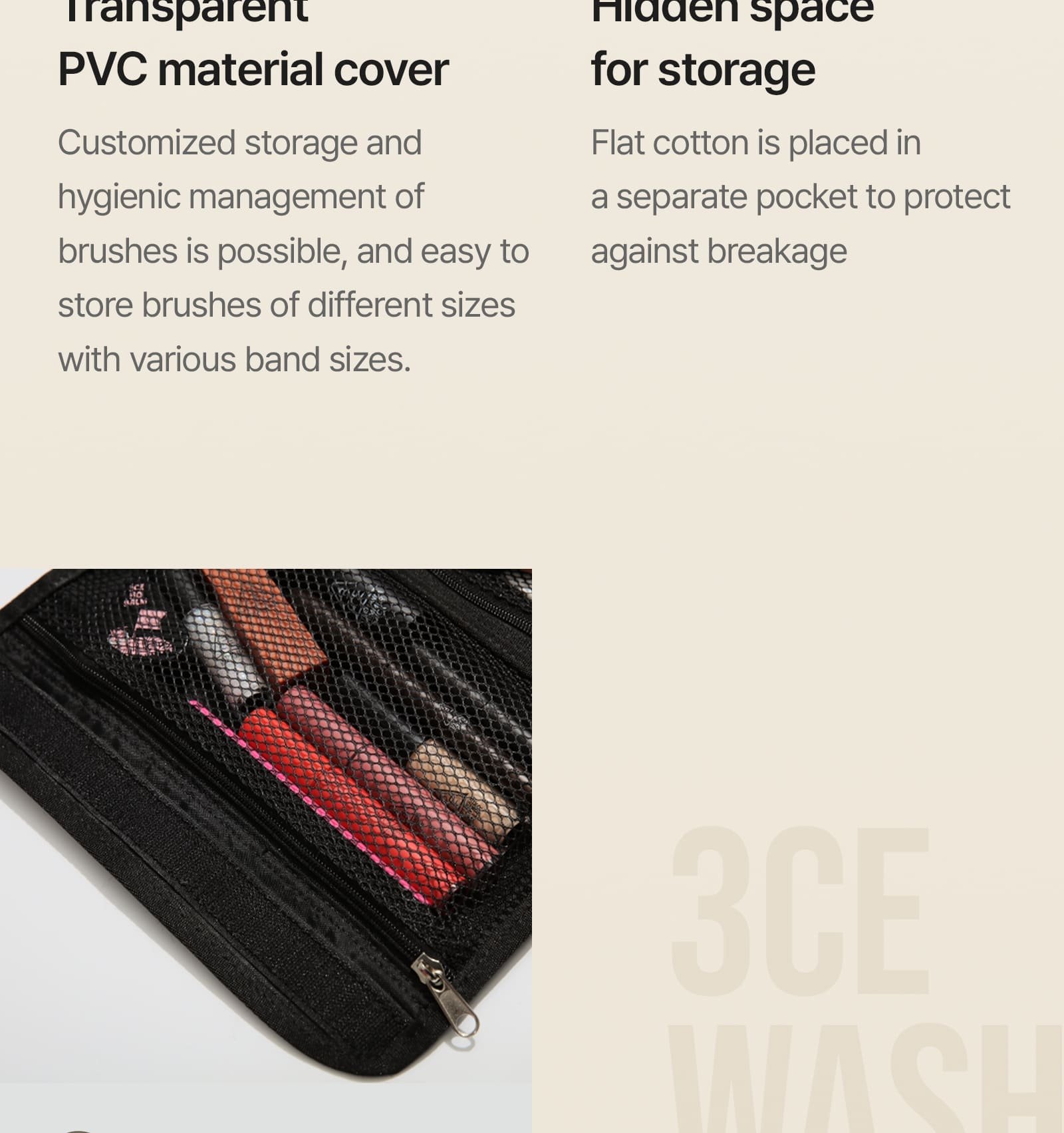 key unique selling points of 3CE Wash Bag 05