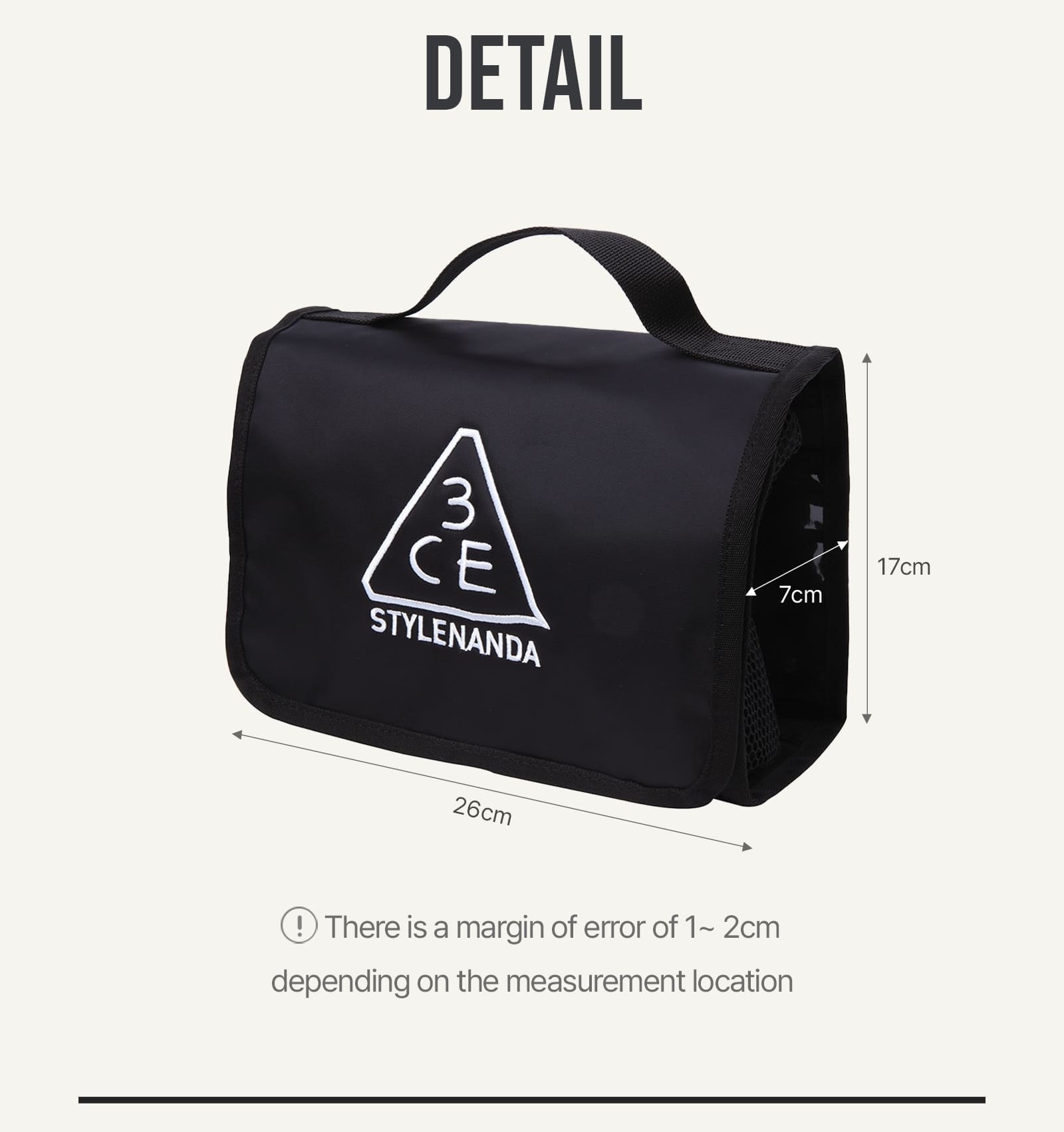 3CE Wash Bag Size information 01
