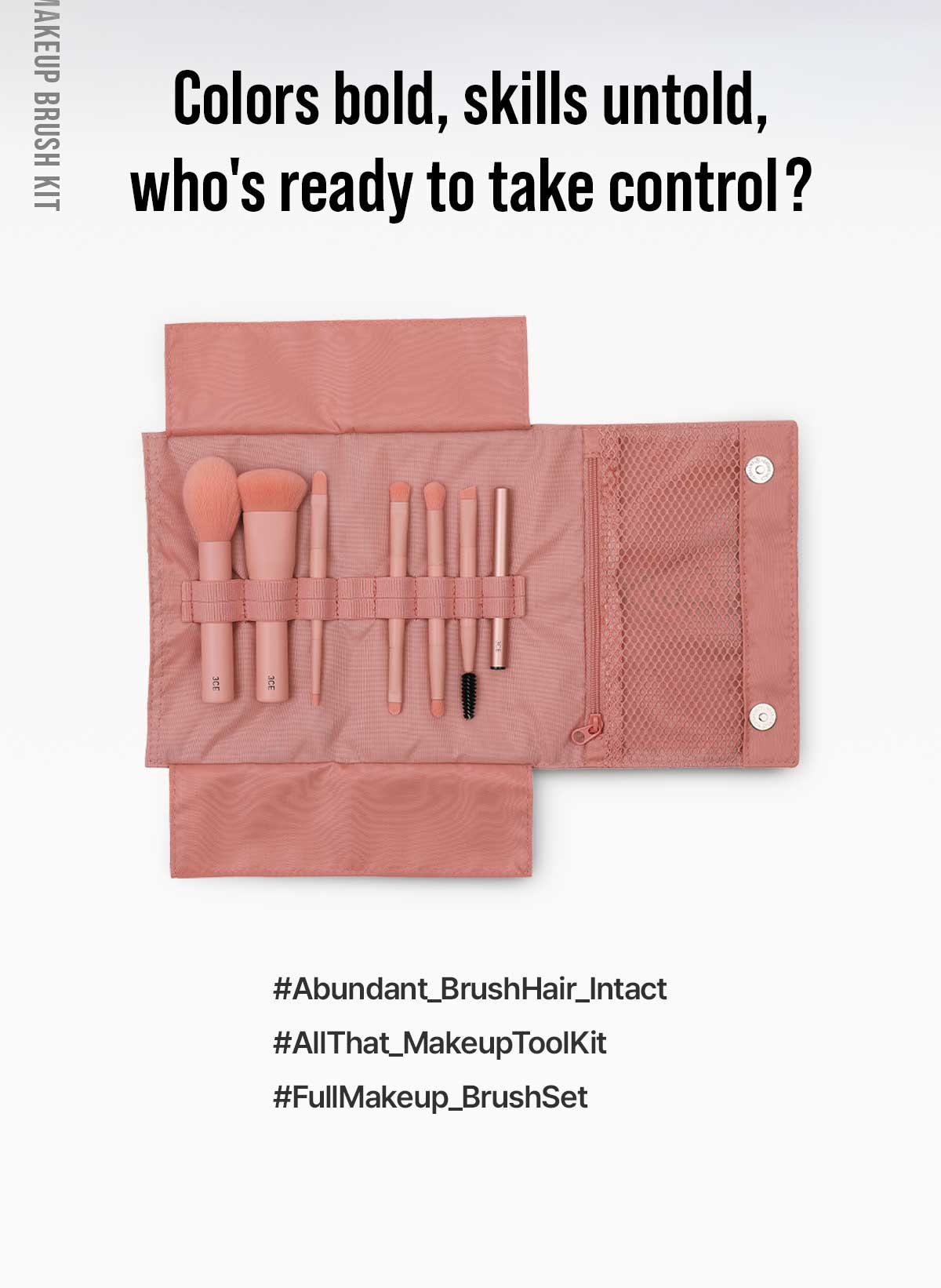 Image to show the full package of 3CE mini makeup brush kit 