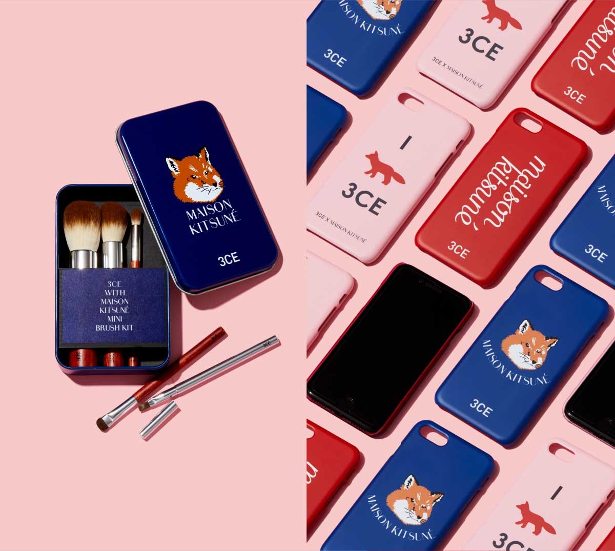 韓国コスメ 3ce メゾンキツネコラボ　ミニブラッシャーキット 筆セット ポチって悔いなし！《3CE×MAISON KITSUNE》コラボグッズ到着