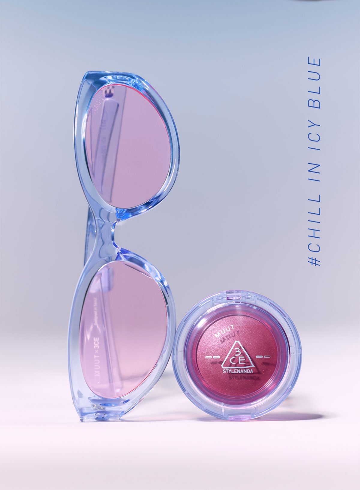 chill in icy blue of 3CE X MUUT COLLABOLATION