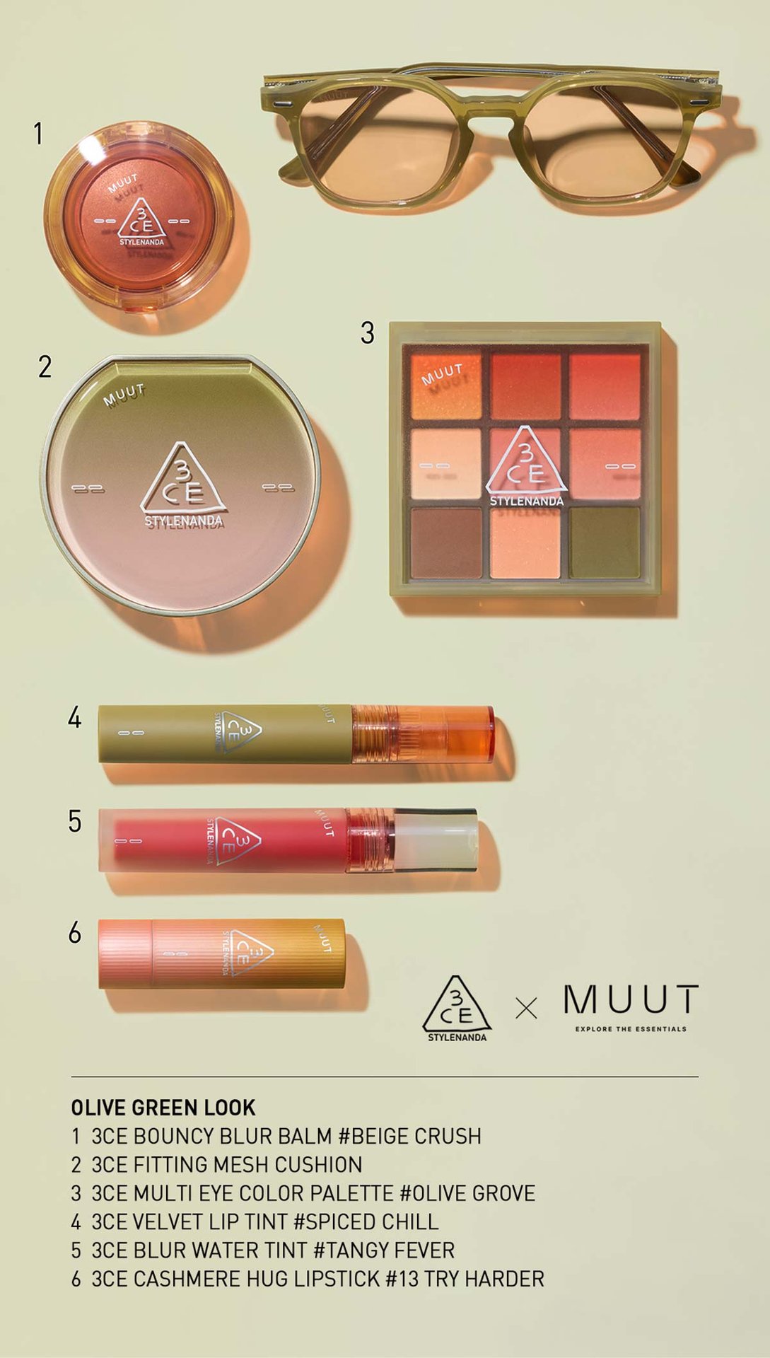 unexpectedly olive of 3CE X MUUT COLLABOLATION