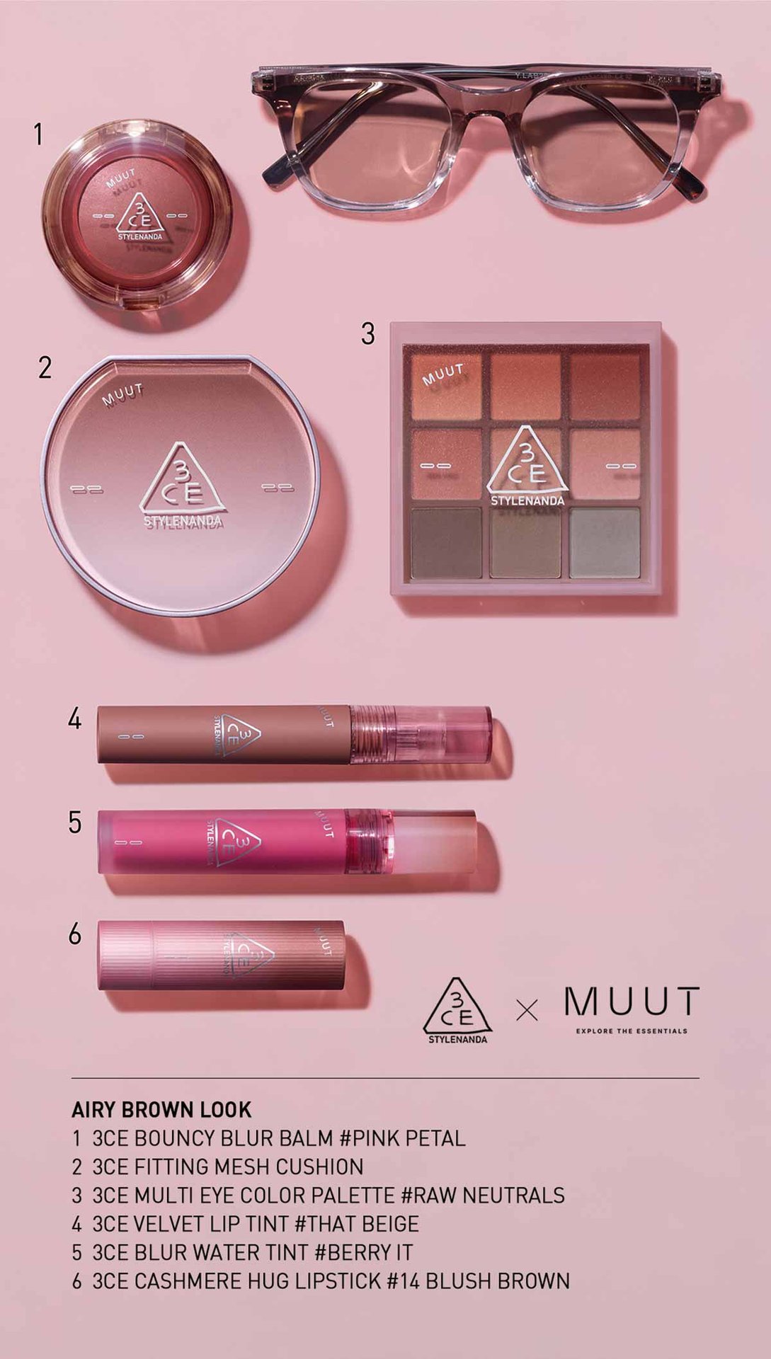 neutral airy brown of 3CE X MUUT COLLABOLATION