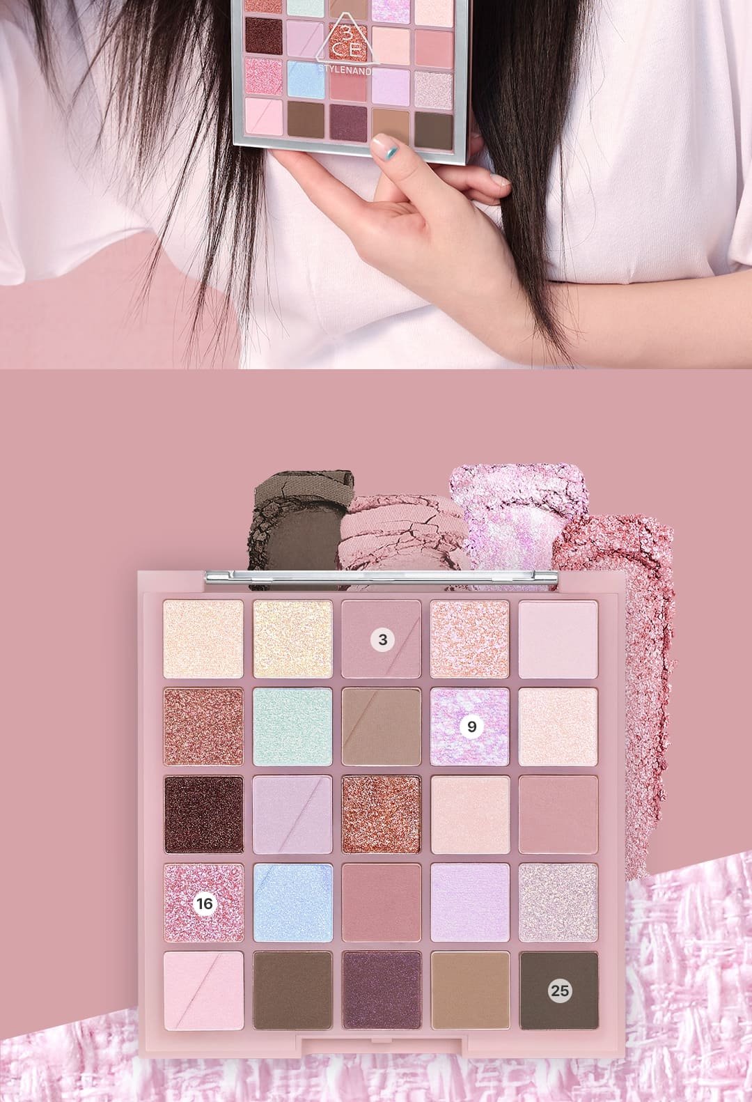 pink undertone shades of 3CE XL Eyeshadow Palette